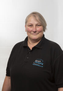 Debbie Jones the area manager wearing a Smart Cleaning polo shirt